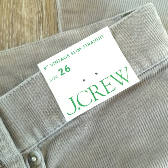 J. Crew Women's Stretch Corduroy Vintage Slim Straight Pants High Rise NWT Grey - Picture 9 of 16